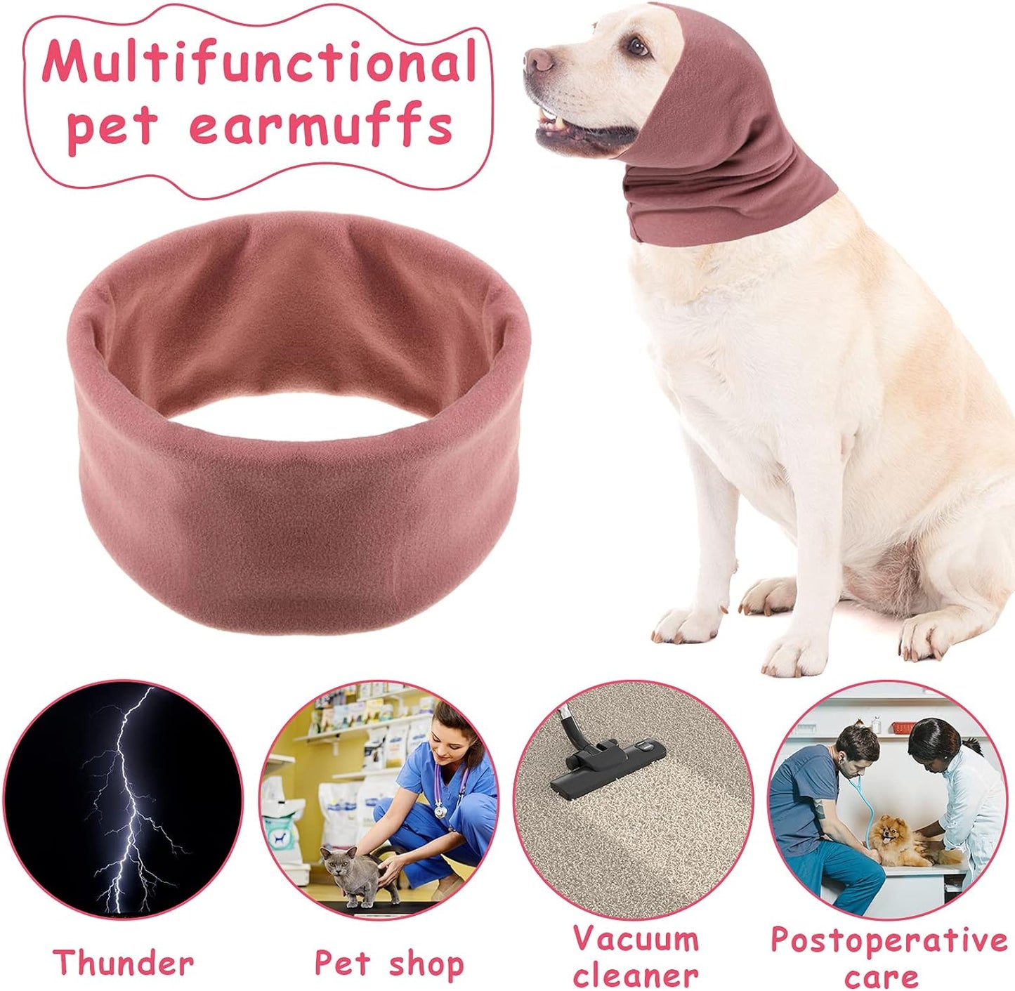 3 Pcs Dog Quiet Ear Cover Calming Hoodie Head Wrap Dog Ear Muffs Headband for Noise Reduction Anxiety Relief and Calming Grooming Drying