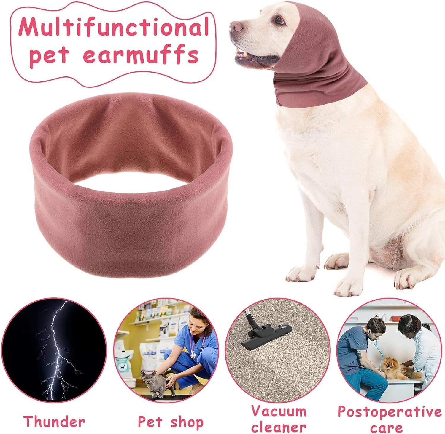 3 Pcs Dog Quiet Ear Cover Calming Hoodie Head Wrap Dog Ear Muffs Headband for Noise Reduction Anxiety Relief and Calming Grooming Drying