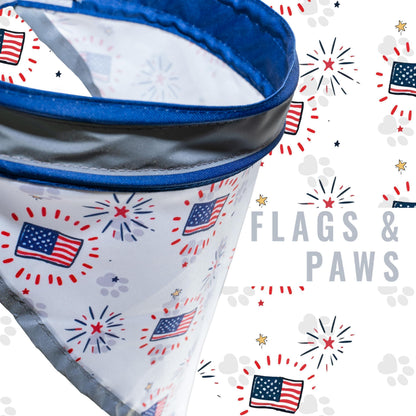 4Th of July Bandana for Large and Small Pets. Reflective Accessories for Walking Camping and off Leash Exploration 2 Pack. (Medium)