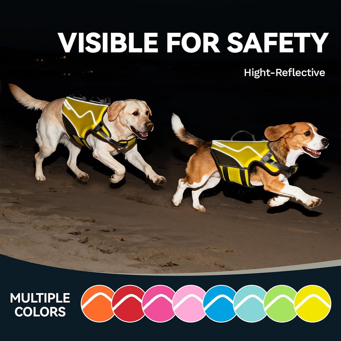 Dog Life Vest Neoprene Dog Swim Vest, XS, Alpha Yellow | High Visibility Adjustable for Doggy Cat Puppy, Lifejacket with Leash Ring & Handle for Swimming & Boating