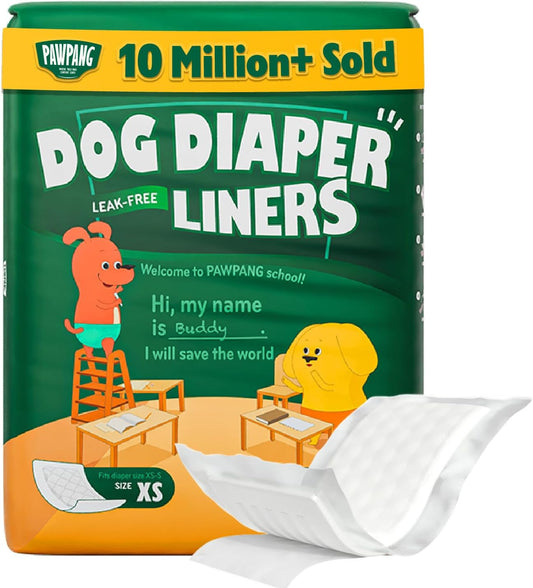 Disposable Dog Diaper Liners Booster Pads for Male & Female Dogs, 100Ct, 5 Sizes Options, Doggie Diaper Inserts Fit Most Types of Dog Diapers - Pet Belly Bands & Male Wraps (X-Small(100Ct))