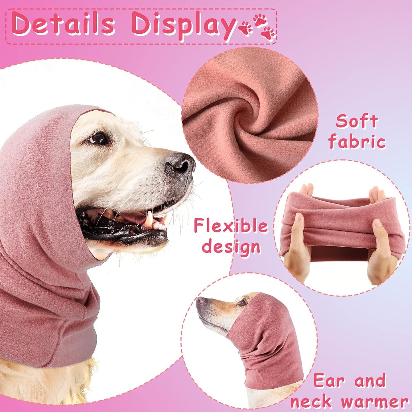 3 Pcs Dog Quiet Ear Cover Calming Hoodie Head Wrap Dog Ear Muffs Headband for Noise Reduction Anxiety Relief and Calming Grooming Drying