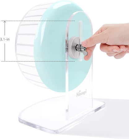 Super-Silent Hamster Exercise Wheels: - Quiet Spinner Hamster Running Wheels with Adjustable Stand for Hamsters Gerbils Mice or Other Small Animals (S, Mint Green)