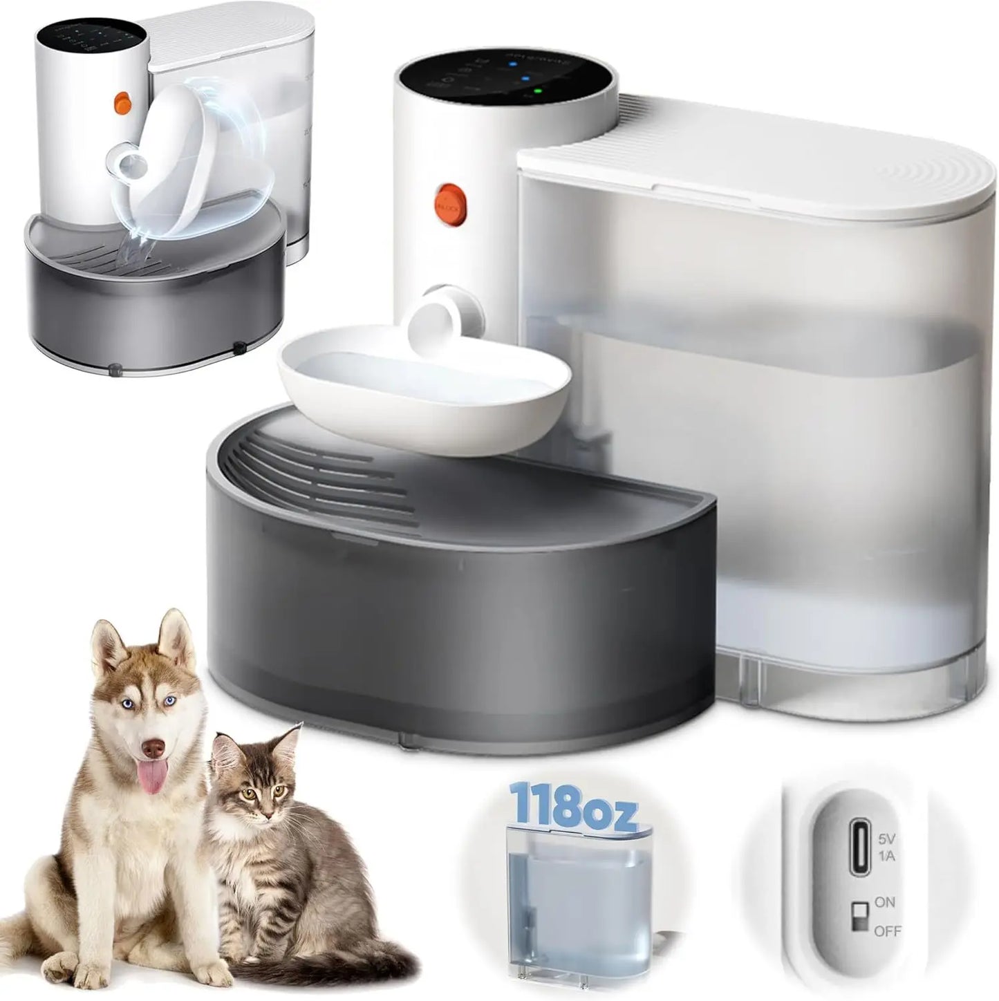 1Pcs Dog and Cat Drinking Fountain Pour-Type Automatic Pet Water Dispensers Rechargeable Automatic Pet Water Fountains Safe
