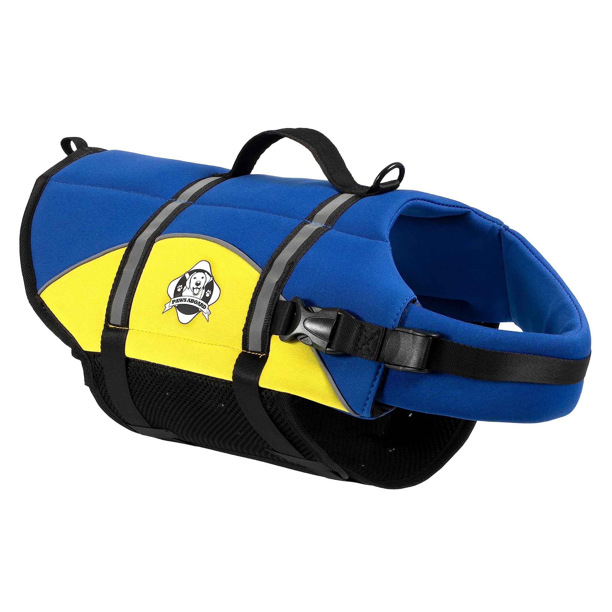 Dog Life Jacket - Keep Your Canine Safe with a Neoprene Life Vest - Designer Life Jackets - Perfect for Swimming and Boating - Blue and Yellow, Medium