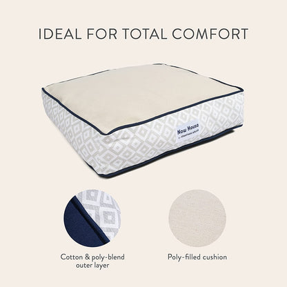 Now House by Jonathan Adler Grey Diamond Cushion Dog Bed, Medium Washable for Pets