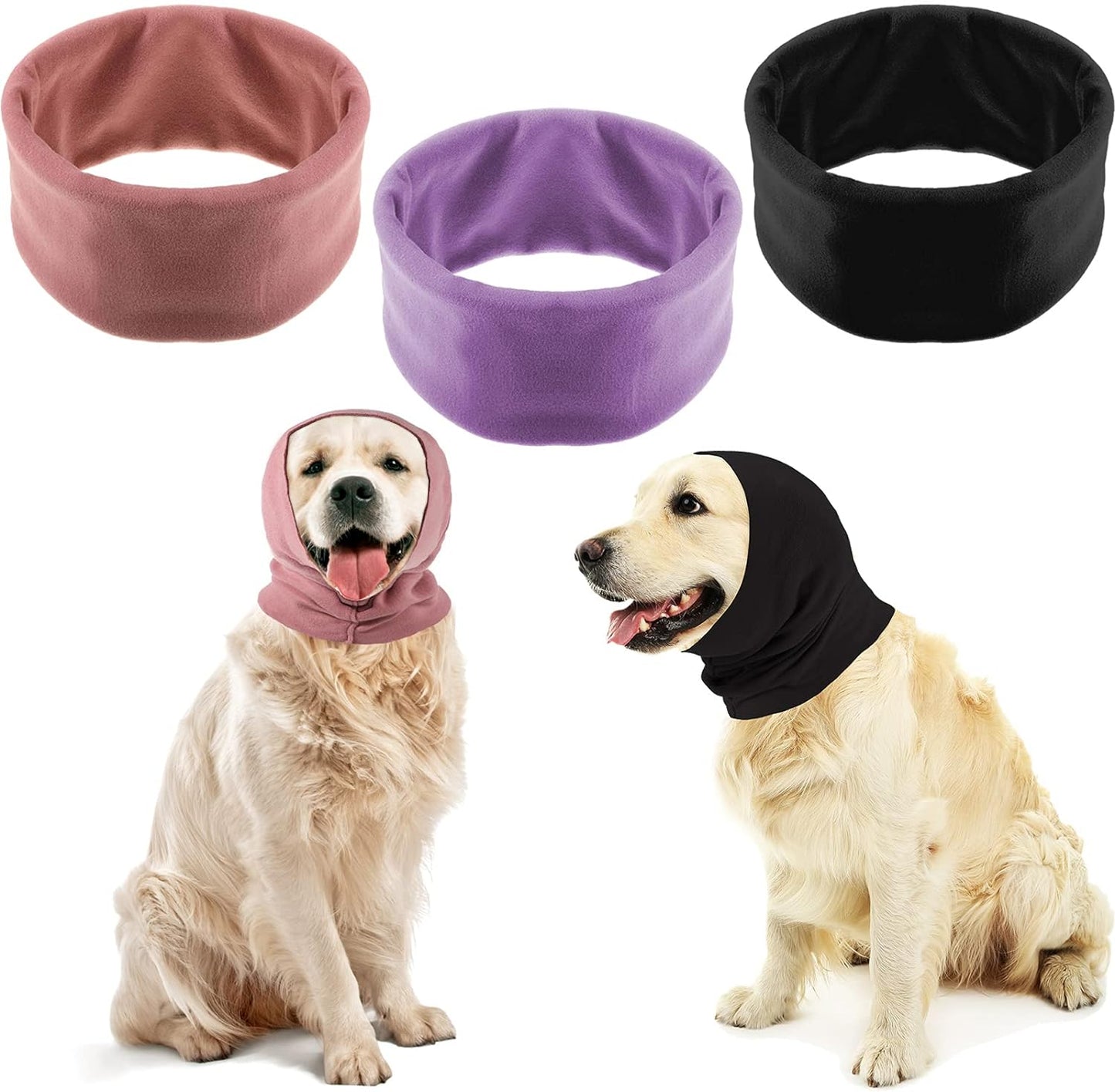 3 Pcs Dog Quiet Ear Cover Calming Hoodie Head Wrap Dog Ear Muffs Headband for Noise Reduction Anxiety Relief and Calming Grooming Drying