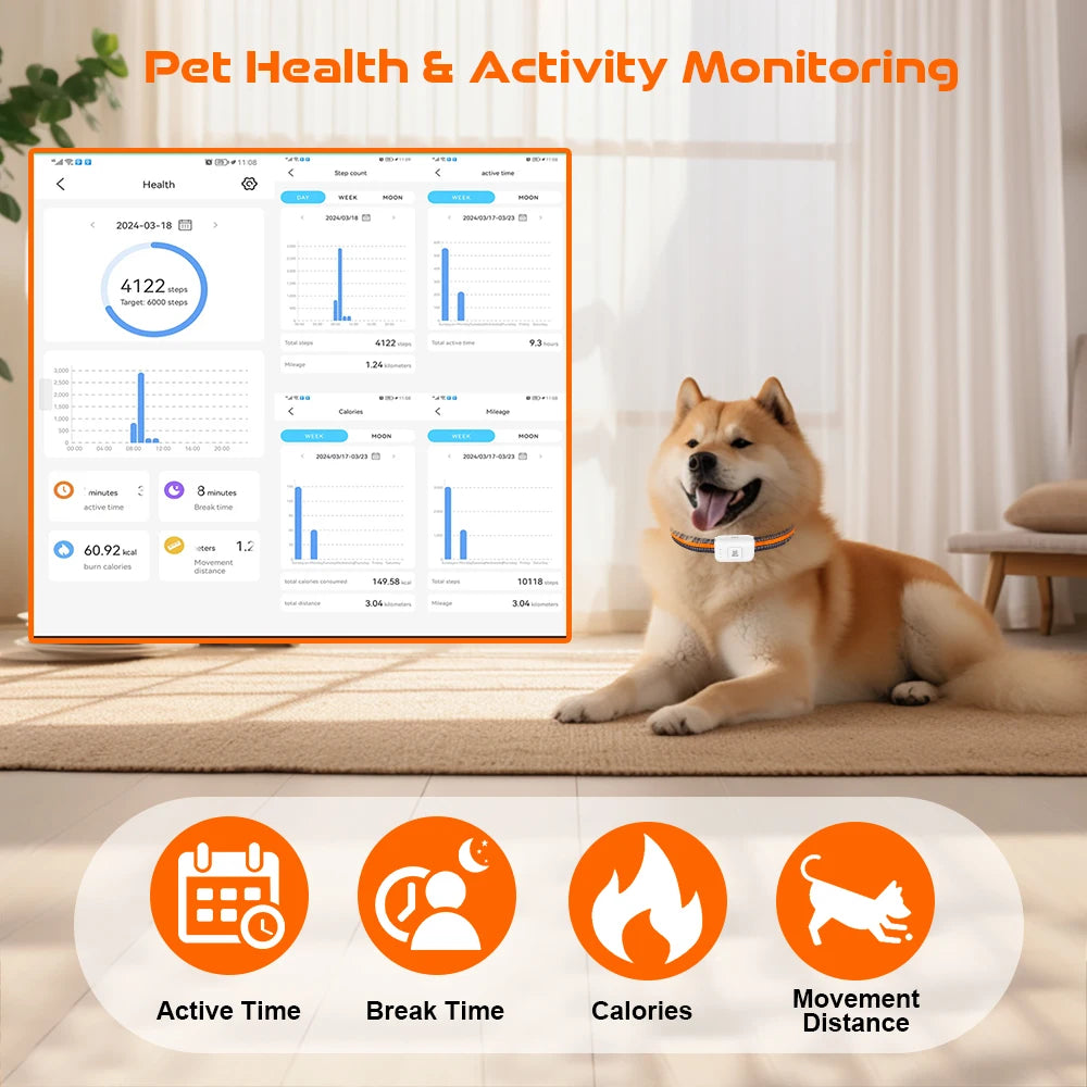 4G Dog GPS Tracker Smart Collar for Pets Dogs Cats No Monthly Fee No Subscription No Hidden Fees Anti-Lost Alarm & Geo-Fence