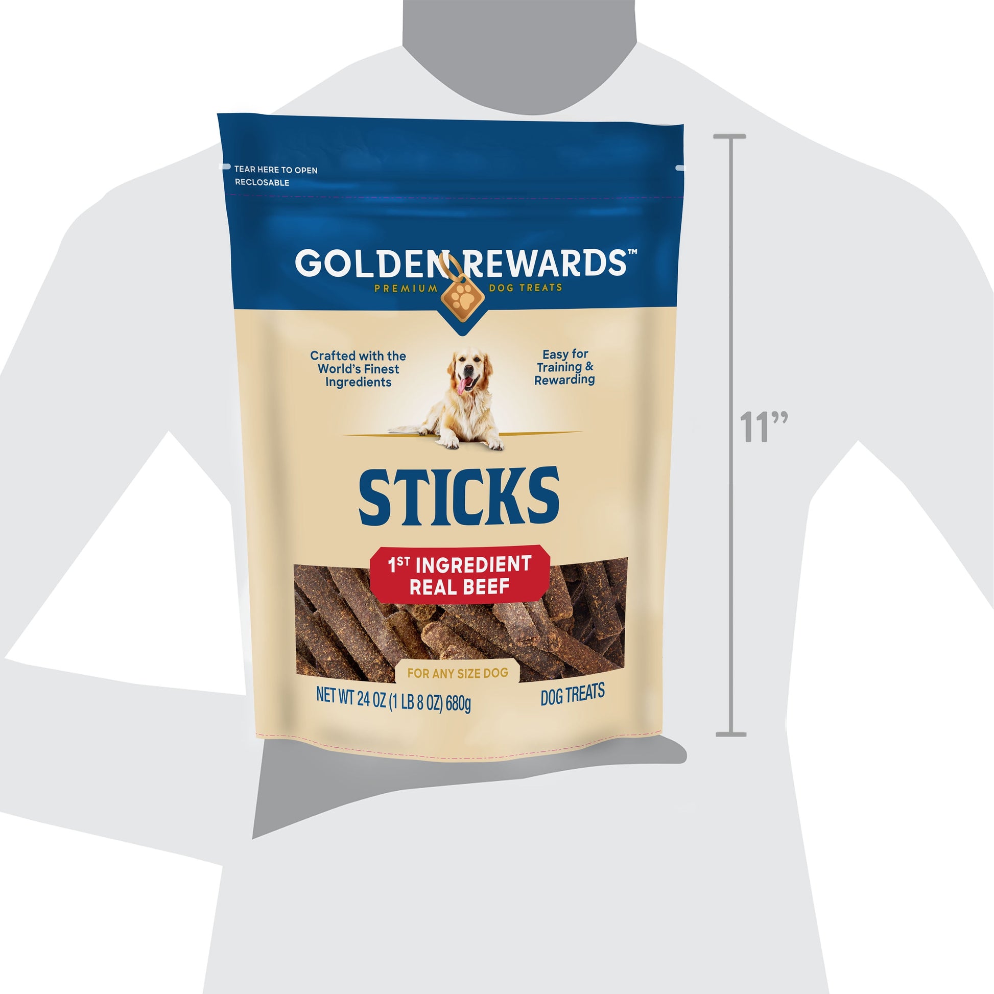 Dry Beef Stick Dog Treats, 24 Oz Bag