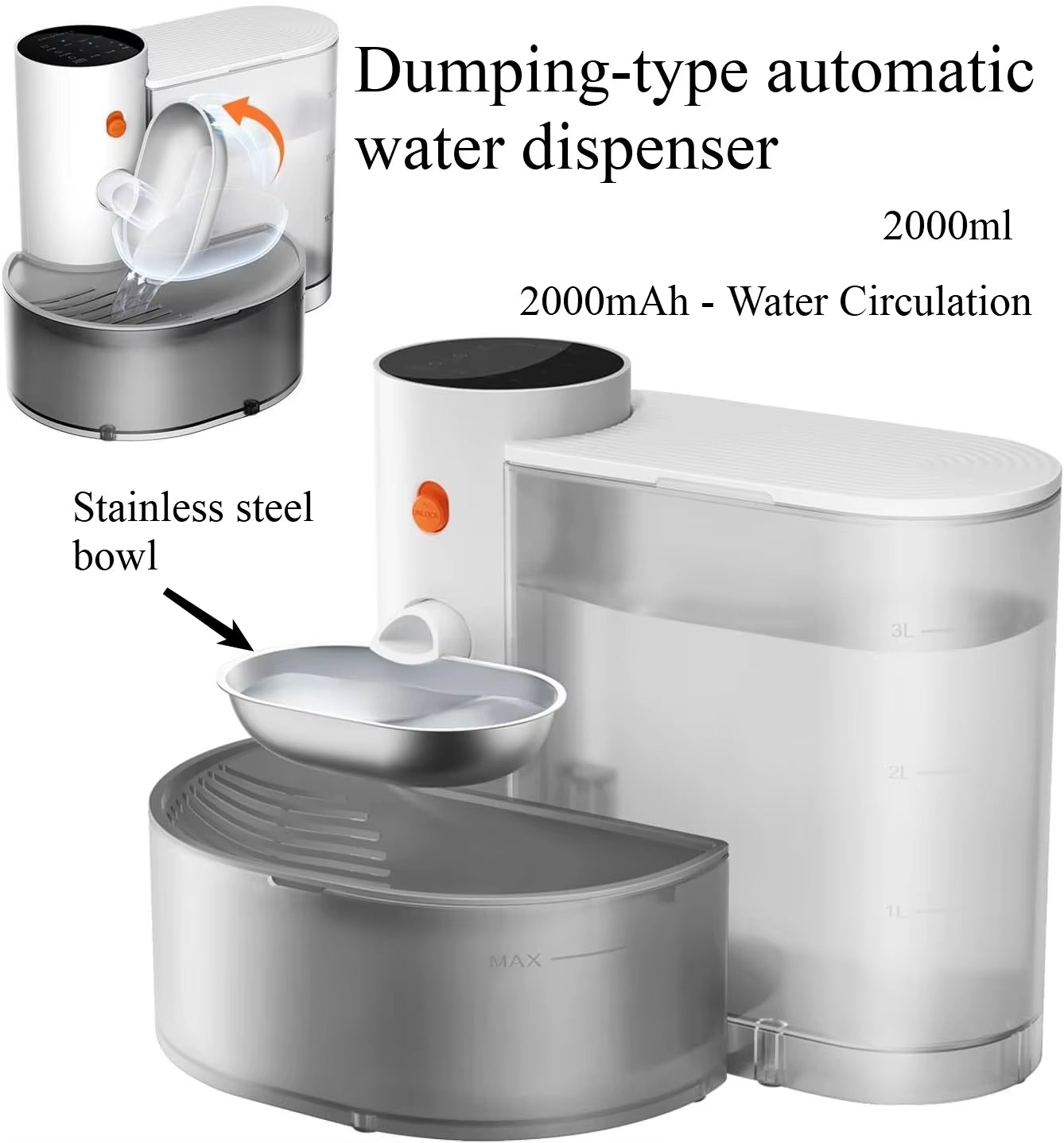 1Pcs Dog and Cat Drinking Fountain Pour-Type Automatic Pet Water Dispensers Rechargeable Automatic Pet Water Fountains Safe